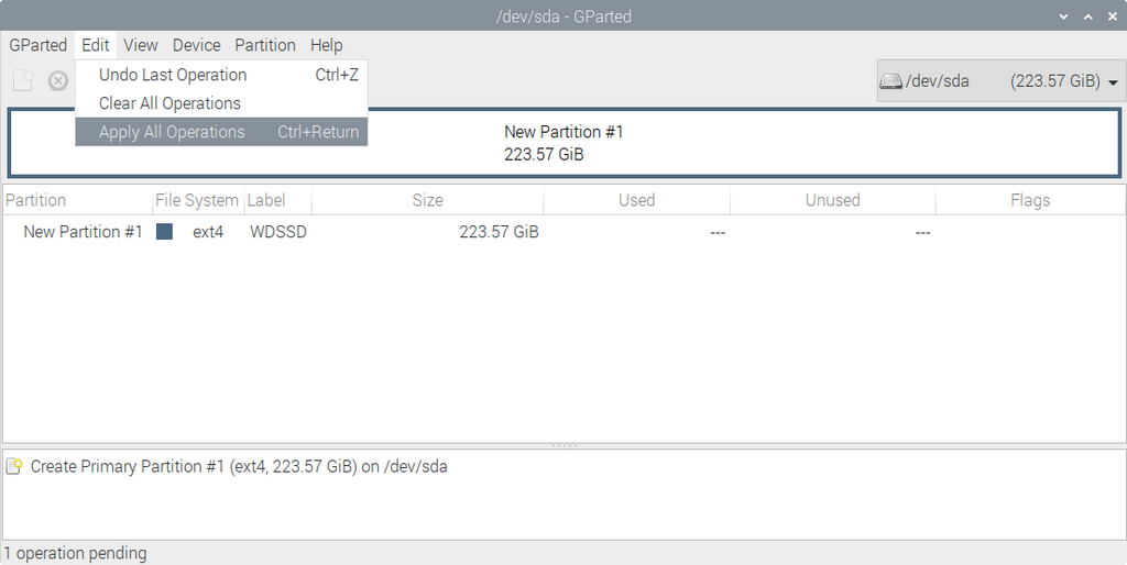 GParted Apply All Operations