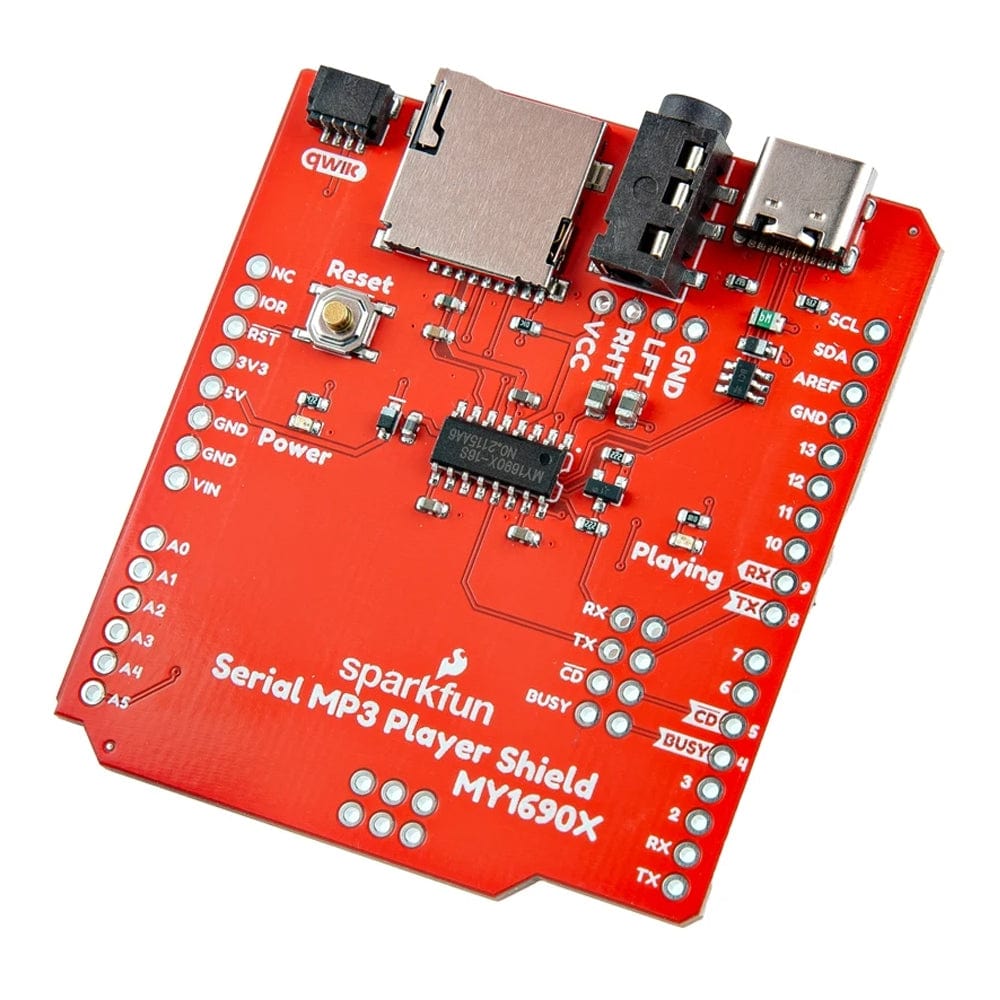 SparkFun Serial MP3 Player Shield - MY1690X-16S (Qwiic) by Sparkfun - The Pi Hut