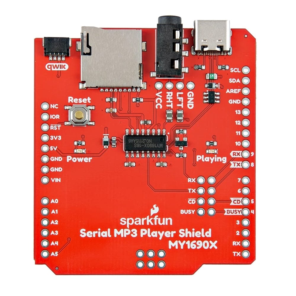 SparkFun Serial MP3 Player Shield - MY1690X-16S (Qwiic) by Sparkfun - The Pi Hut