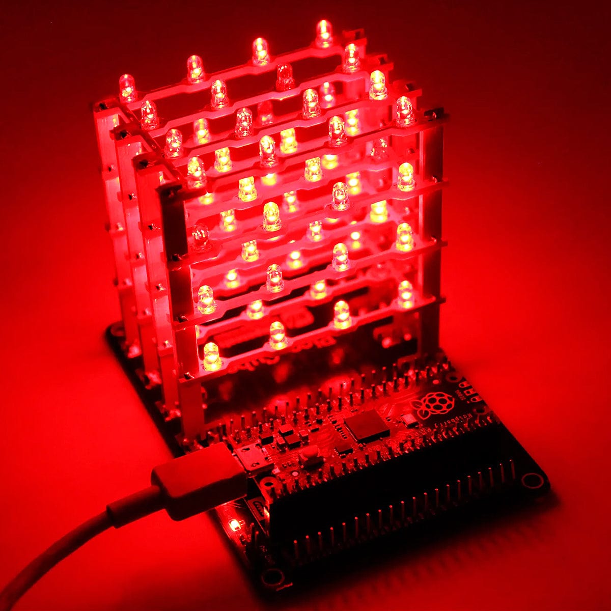 Pico Cube for Raspberry Pi Pico - Assembled (Red LEDs)