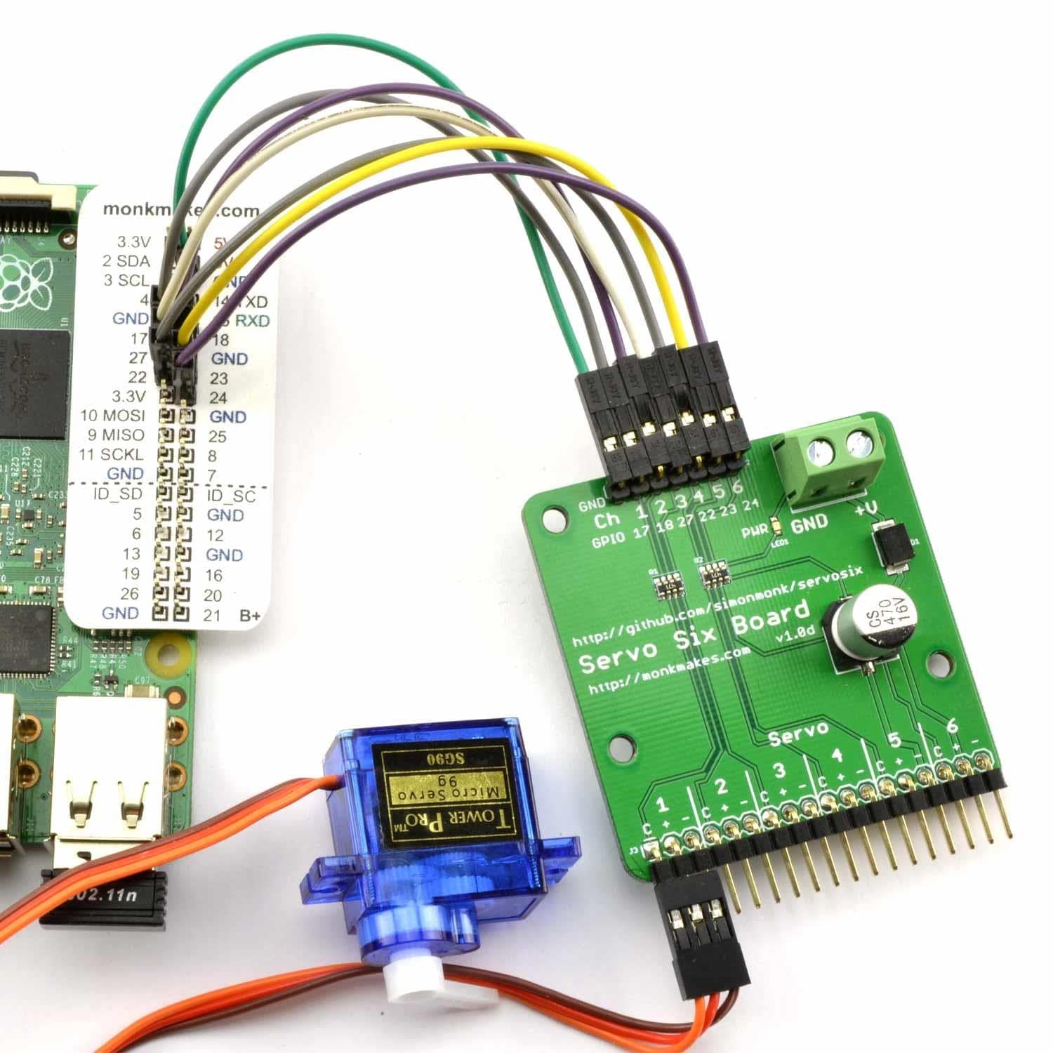 Servo Six for Raspberry Pi and Arduino by Monk Makes - The Pi Hut