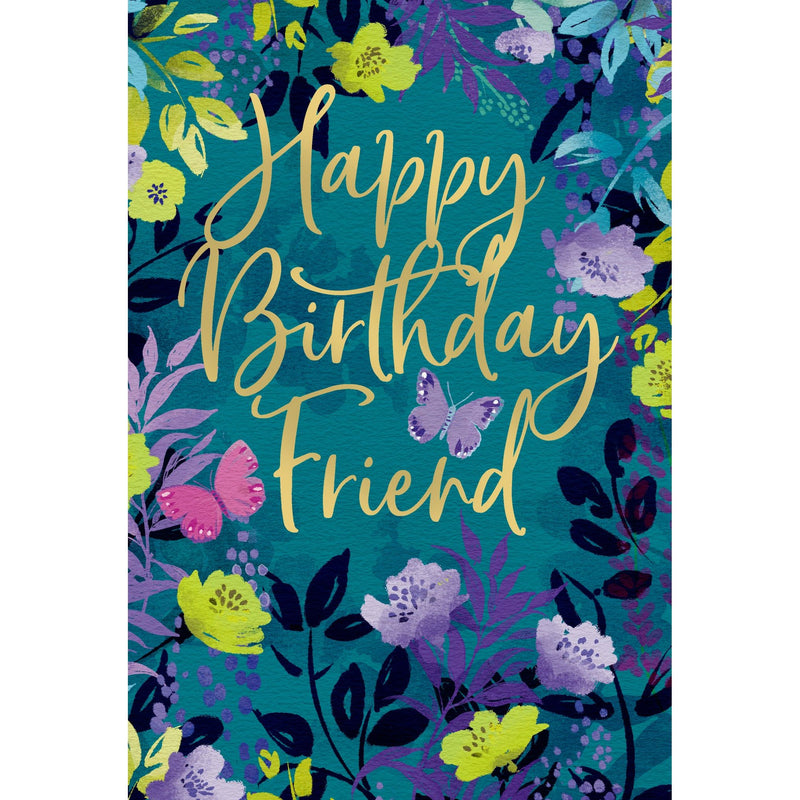 Friendship Birthday Card Floral Frame