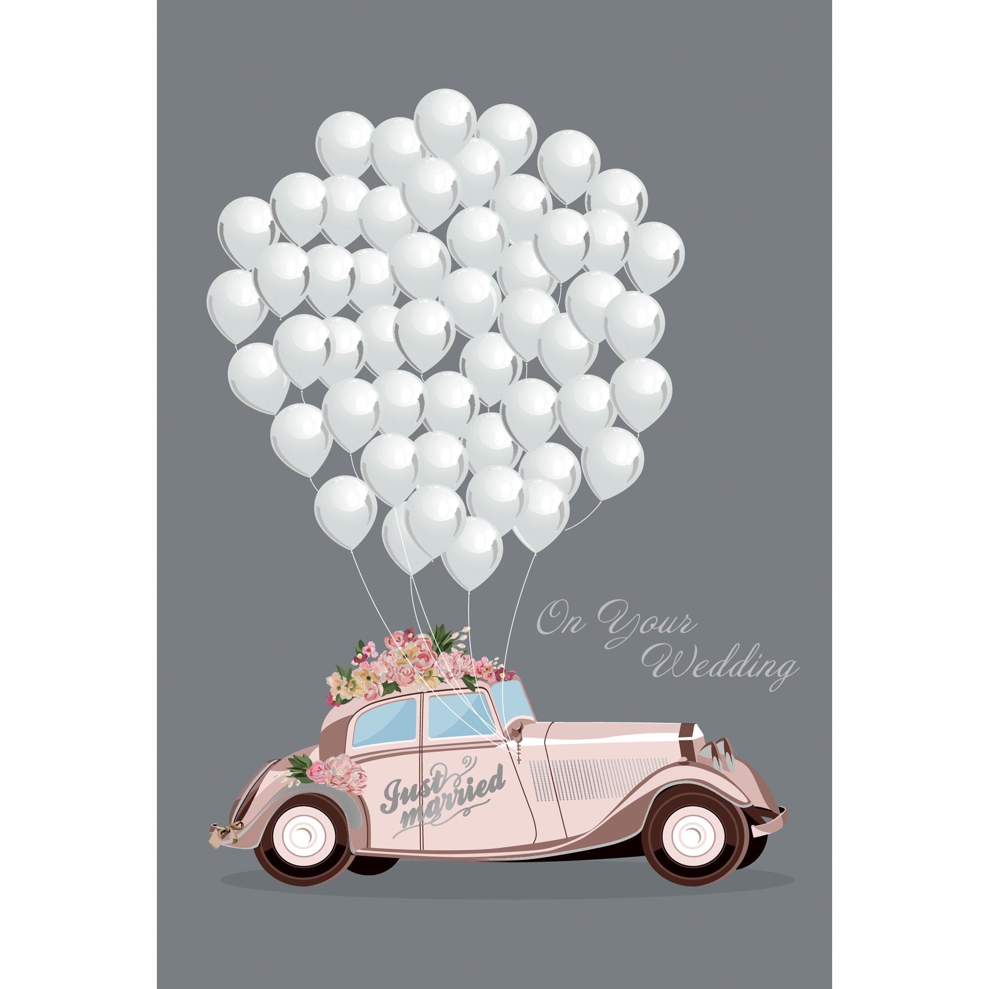  Just Married Banner & Wedding Balloons - Wedding Car