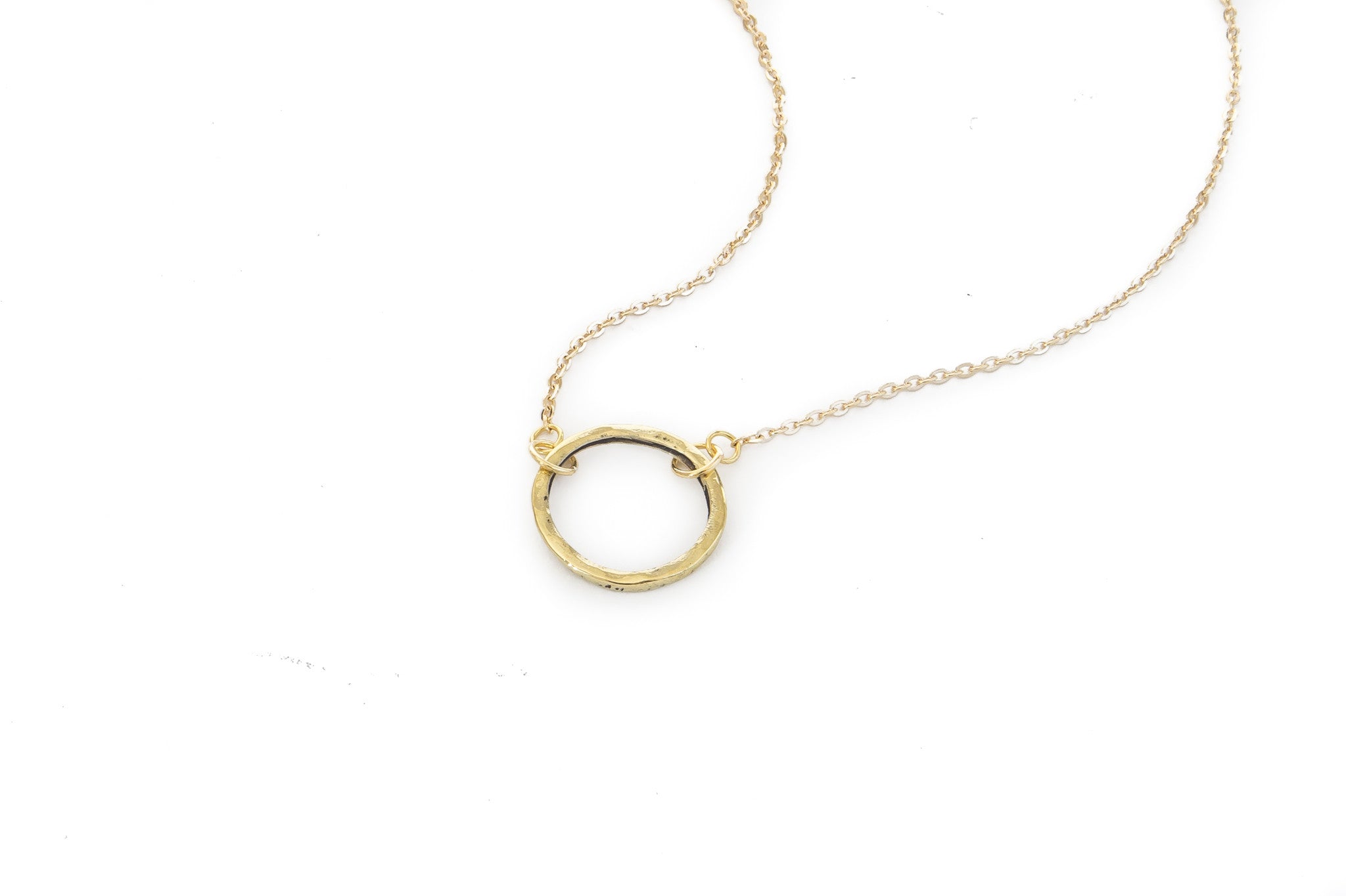 Sword & Plough Brass Circle Necklace