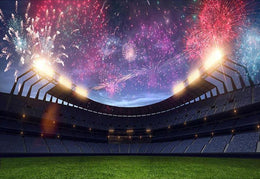 Buy Stadium With Fireworks Backdrop Football Field Photography ...