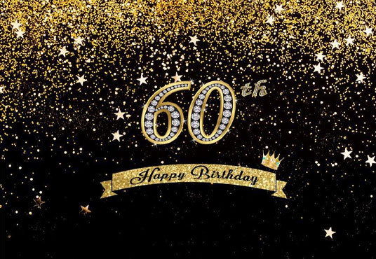 Buy Happy Birthday 60th Gold Shiny Stars Table Banner Backdrops Online ...