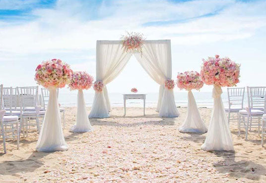 Buy Muslin Curtain With Pink Flowers Backdrop for Wedding Ceremony  Photography Online – Starbackdrop