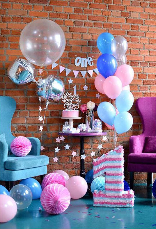 Buy Brick Wall With Balloon Decoration Backdrop For 1st Birthday  Photography Background Online – Starbackdrop