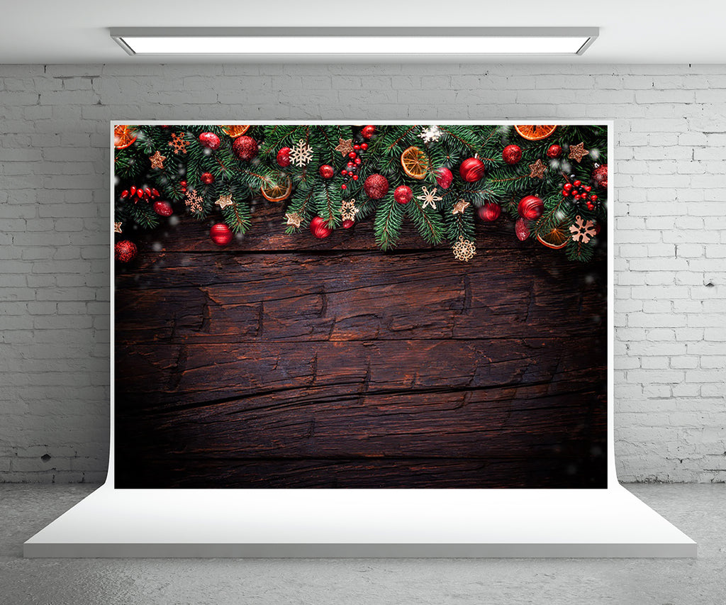 Buy discount Christmas Photography Backdrop Dark Wood Wall Background ...