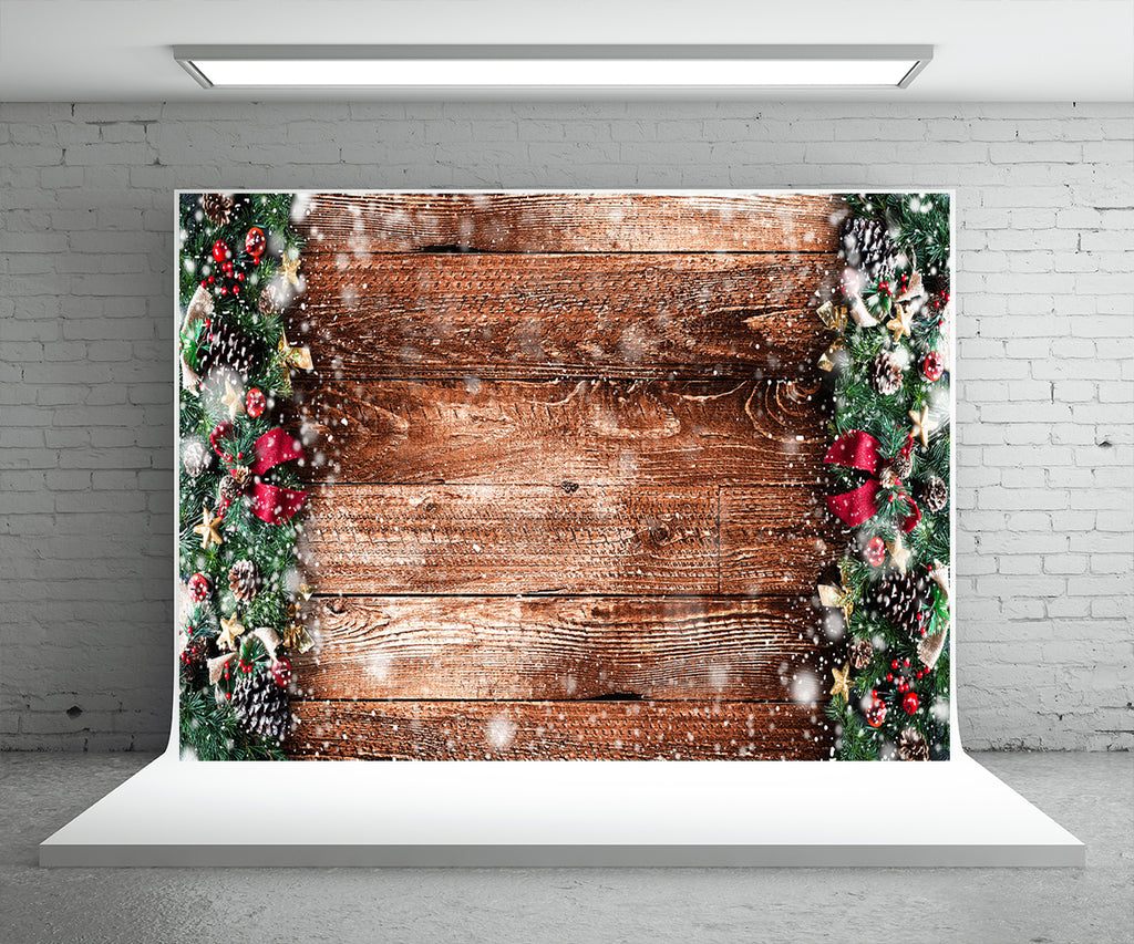 Buy discount Christmas Snow Pine Board Backdrop for Photography ...