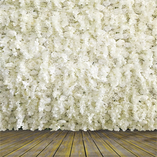 White Rose Flowers Wall Wood Floor Backdrops for Wedding Photo ...