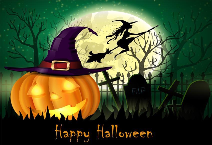 Buy Big Moon Witch Halloween Backdrop for Photography Online – Starbackdrop