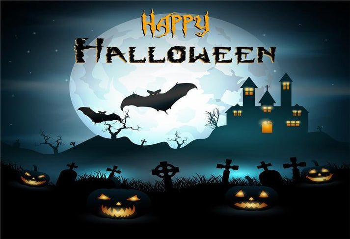 Buy Black Bats Castle Happy Halloween Backdrop Online – Starbackdrop