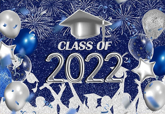 Blue and Silver Glitter Background 2022 Graduation Party Backdrop for –  Starbackdrop