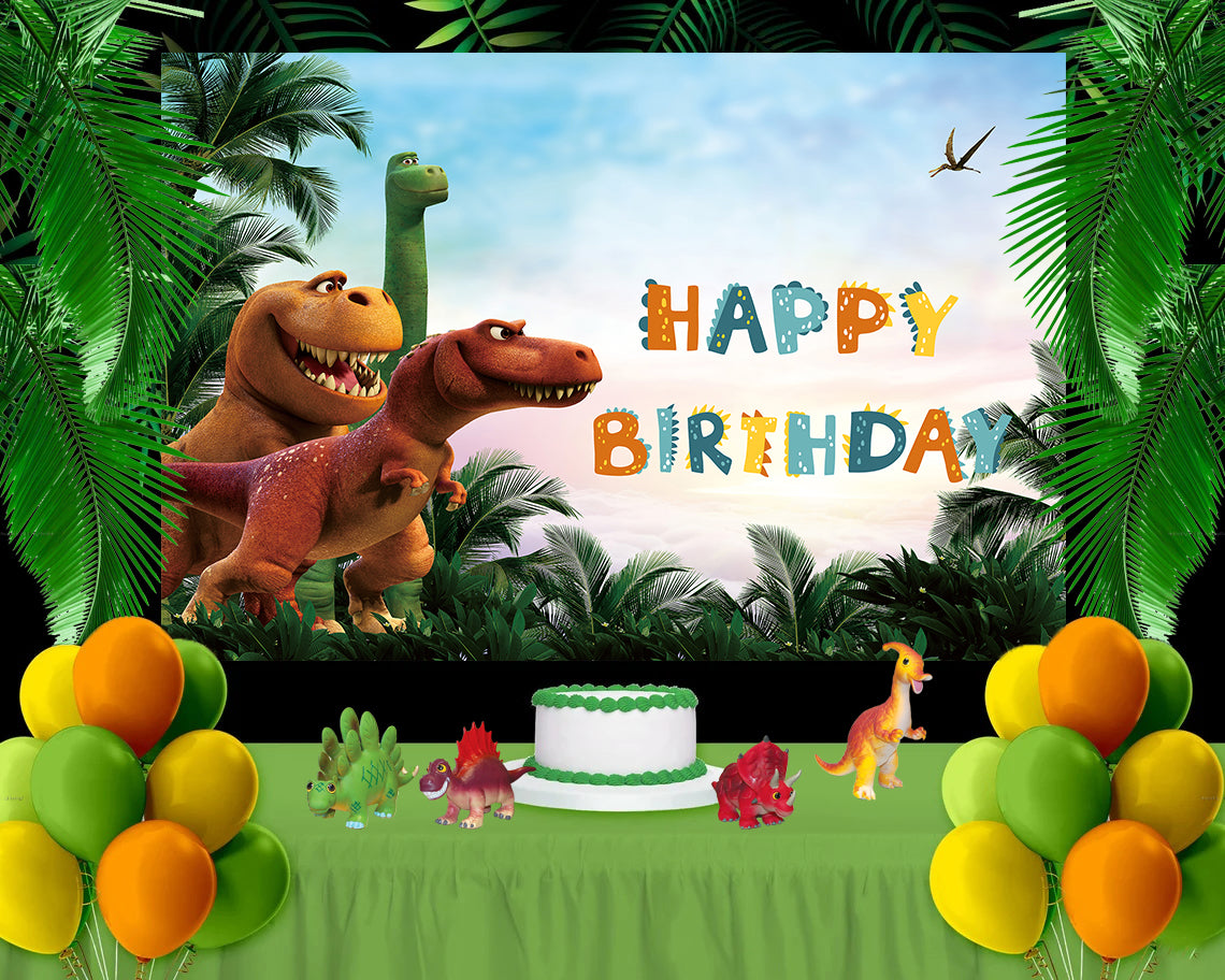 Jurassic Park World Happy Birthday Background Dinosaurs Cartoon Backdr –  Starbackdrop
