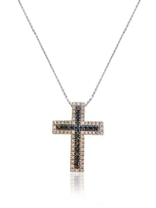 black and white diamond cross pendant