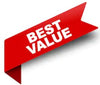 Images of a red flag with the words "Best Value" in white.
