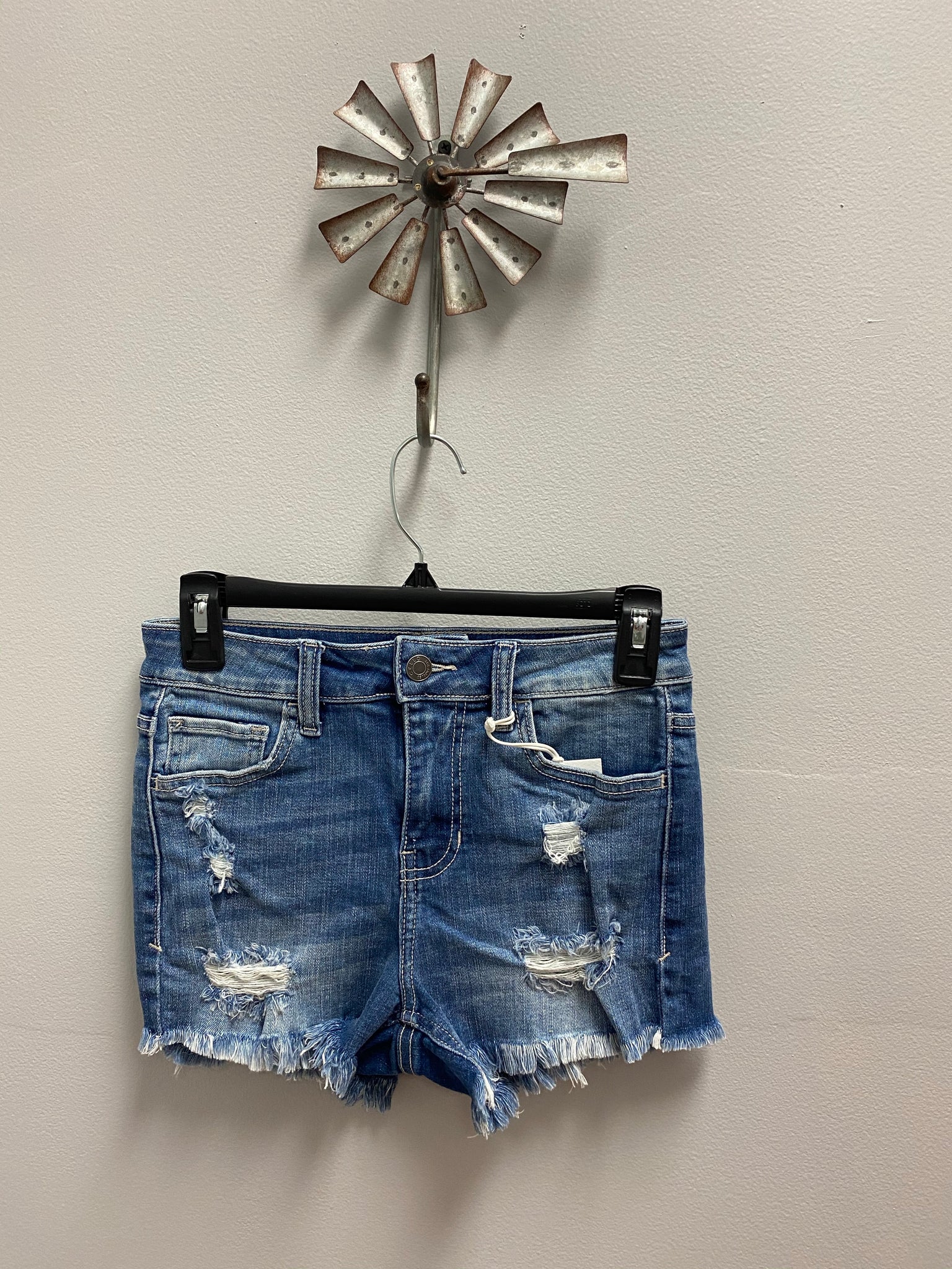 distressed high rise shorts