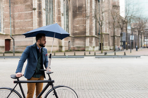 Senz umbrella and Holder available at Le Velo Victoria