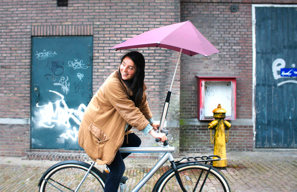 Umbrellas made for the bicycle available at Le Velo Victoria