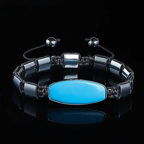 turquoise hematite flatbead bracelet