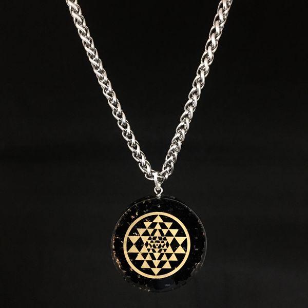 The Magnus Stainless Steel Lakshmi Sri Yantra Pendant Hematite Necklace -  Justwowfactory