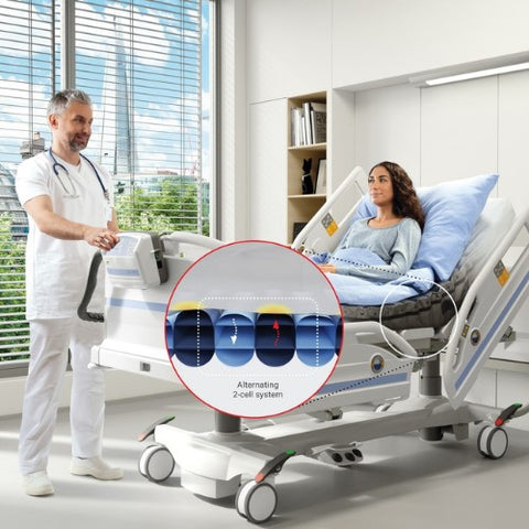 Air2Care 10,20 with an active alternating pressure mattress system for acute and long-term care. LINET introduces a range of Air2Care mattresses for hospitals and long-term care facilities with 2 -cell alternating system which provides effective support for the prevention of pressure injuries.