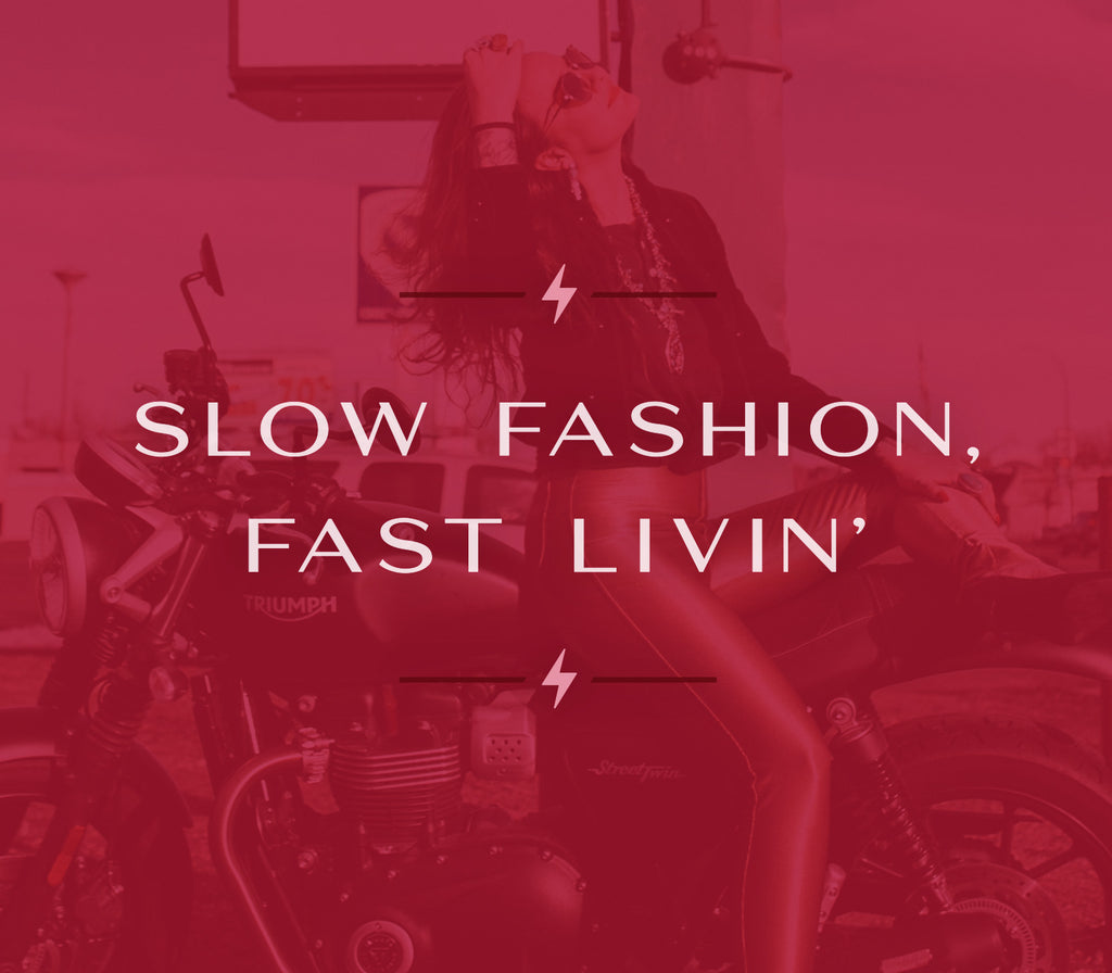 Slow Fashion, Fast Livin - Hell babe Rachael on her motorcycle