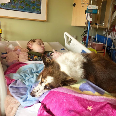 Eva and Lucy in hospital bed