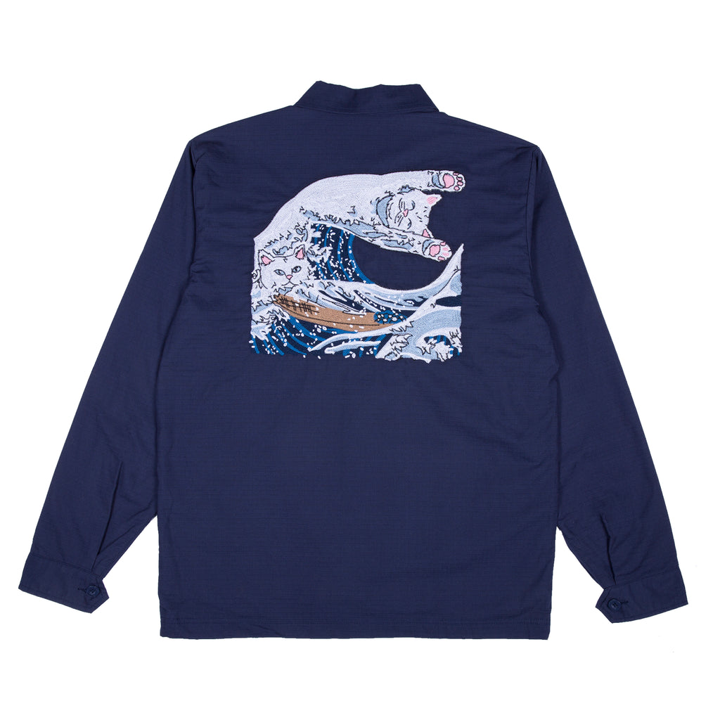 ripndip great wave light blue hoodie