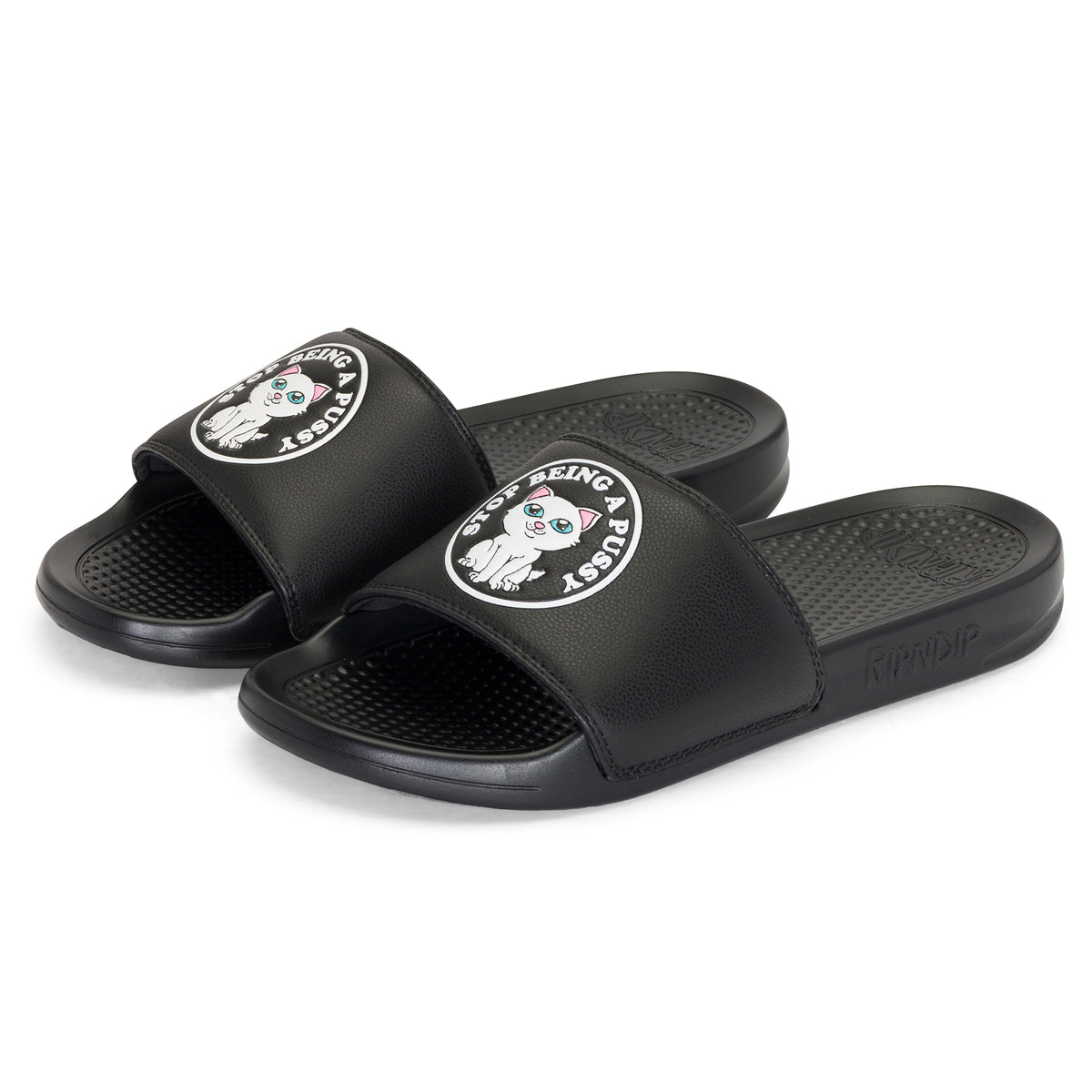 Stop Being A Pussy Slides (Black) – RIPNDIP