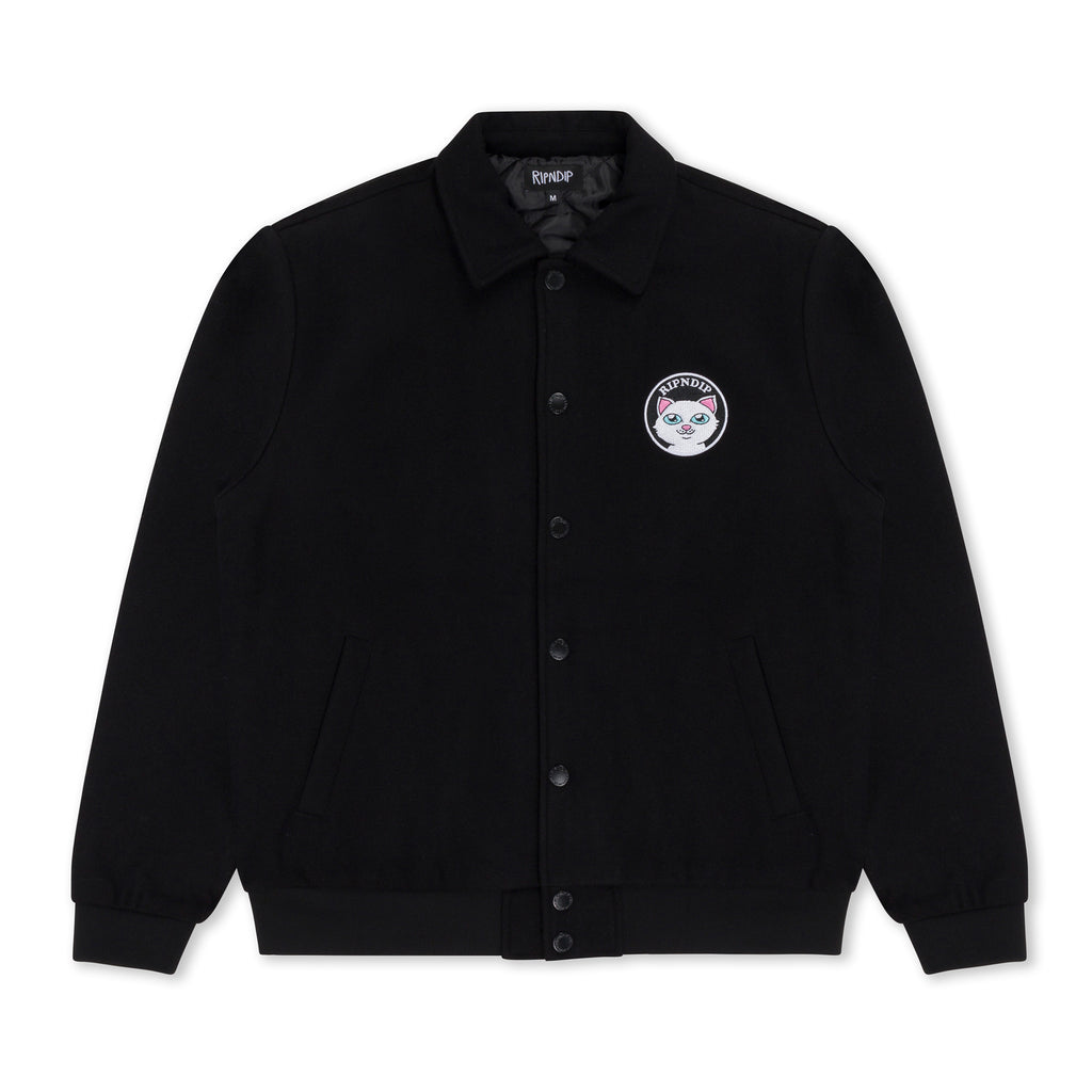 Stop Being A Pussy Varsity Jacket (Black) – RIPNDIP