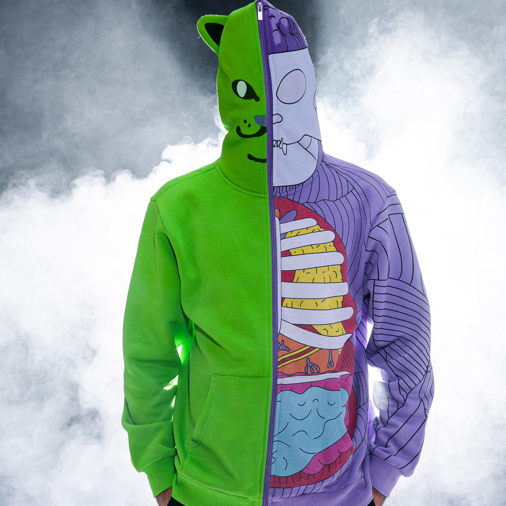 R Nerm Ae 09 Anatomy Full Zip Hoodie Neon Purple Ripndip