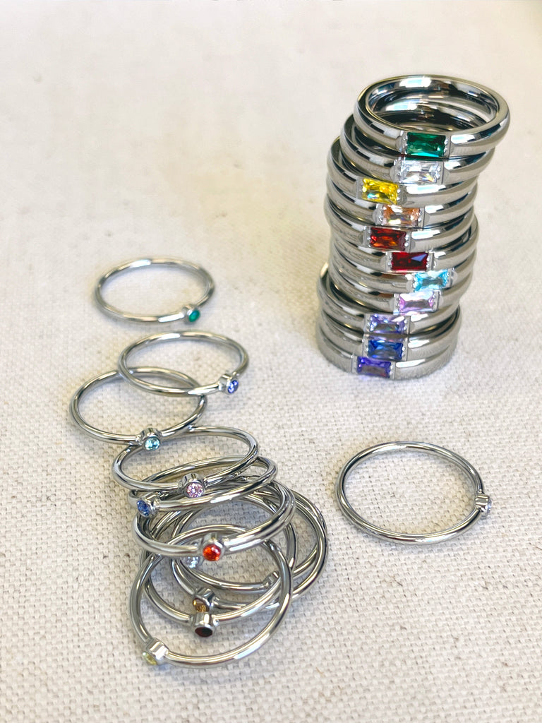 Silver Birthstone Rings