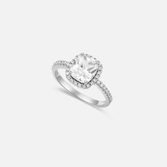 Monica Cushion Cut Moissanite Gold Vermeil Ring with Halo