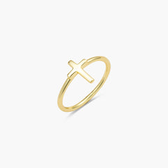 Gold Mini Cross Ring