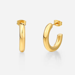 Hollyday hoops. Gold tubular demi hoop earrings