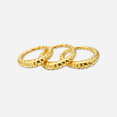 Portland Ring set. Gold croissant shaped rings in a set of 3