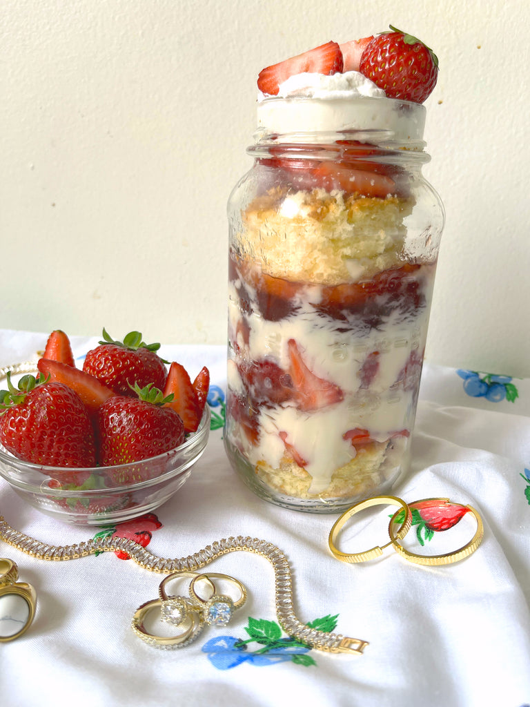 Strawberry trifle recipe and gold and crystal jewelry