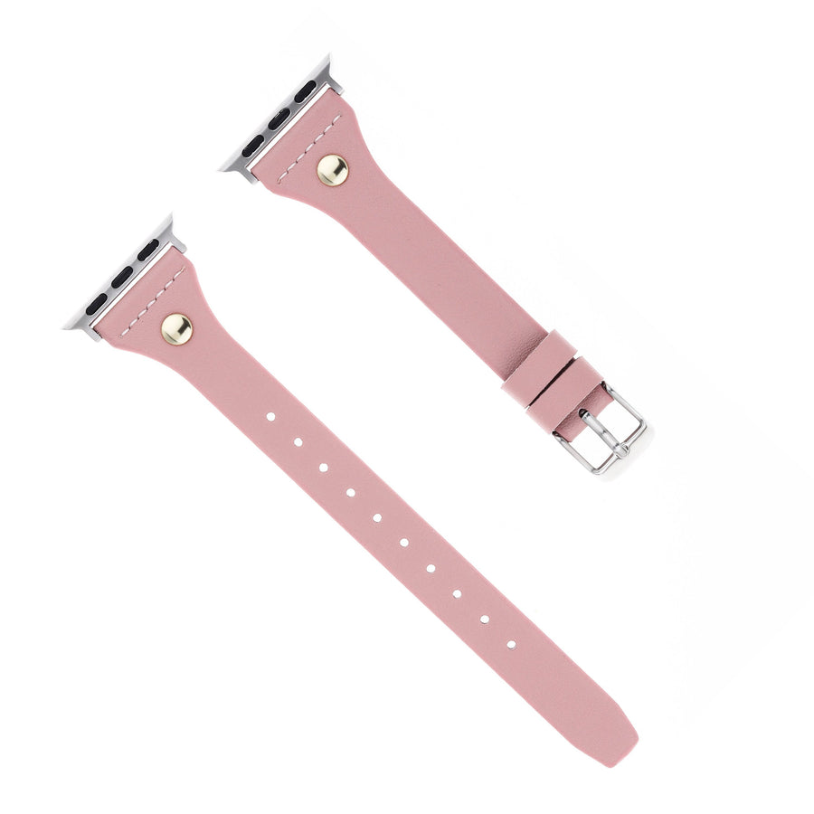 Pink on Silver Apple Watch Strap