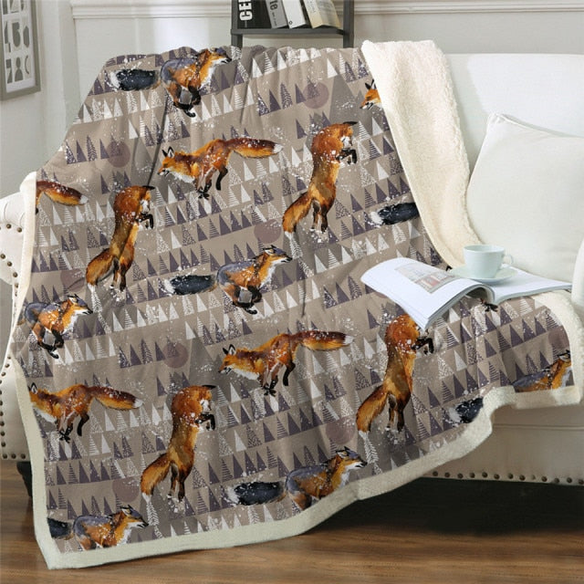 Fox fleece blanket