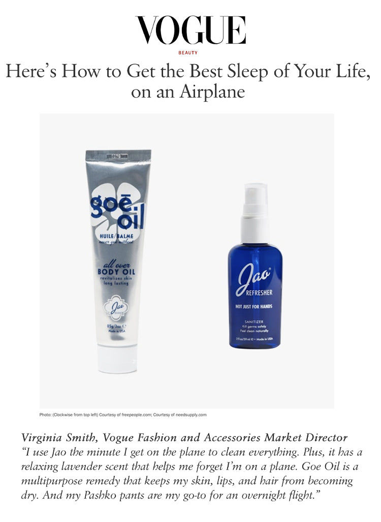 Vogue: How to Get the Best Sleep of Your Life, on an Airplane Goe Oil