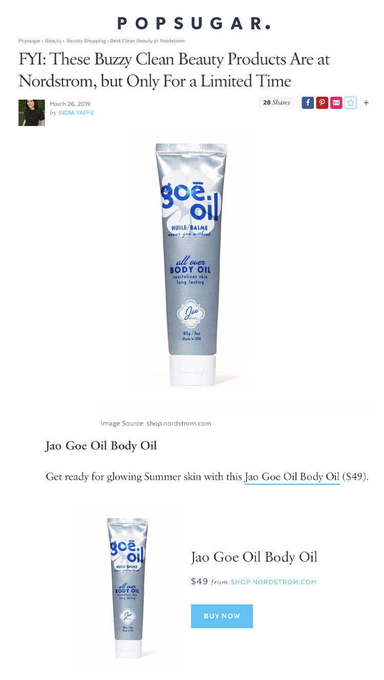Popsugar: Clean Beauty Products Are at Nordstrom, but Only For a Limited Time Goe Oil