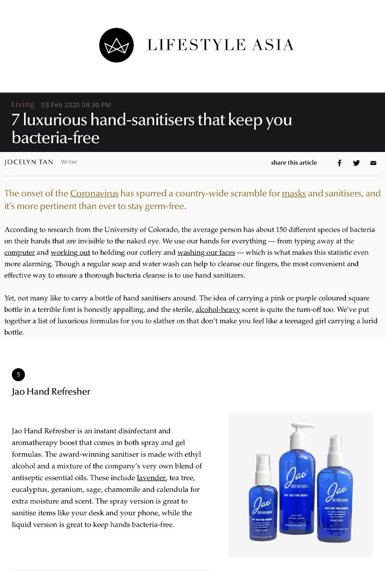 Lifestyle Asia: Lifestyle Asia: Luxurious Hand-Sanitisers That Keep You Bacteria-Free