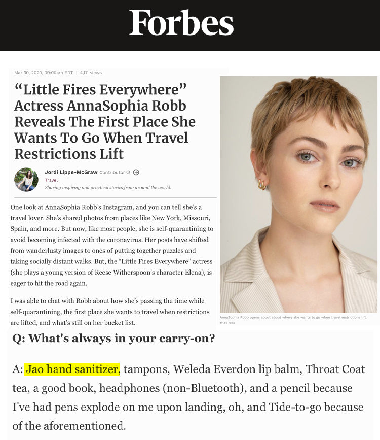 Forbes: AnnaSophia Robb Reveals The First Place She Wants To Go When Travel Restrictions Lift Jao Refresher