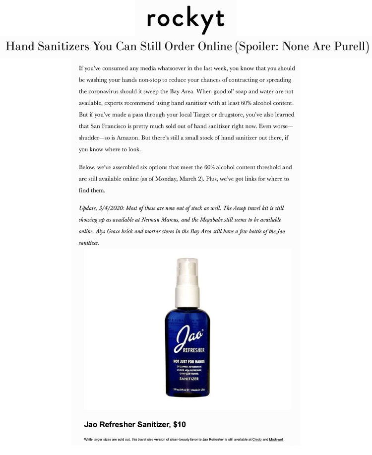 Rockyt: Hand Sanitizers You Can Still Order Online Jao Refresher