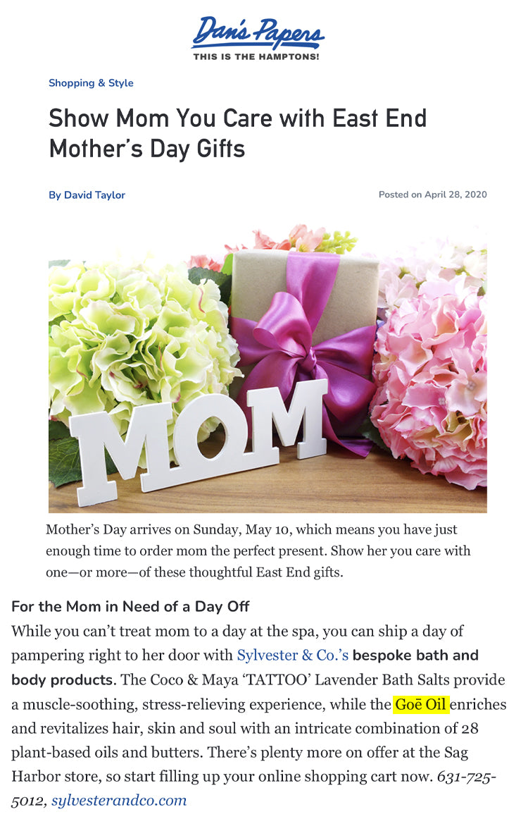 Dan's Papers: Mother’s Day Gifts Goe Oil