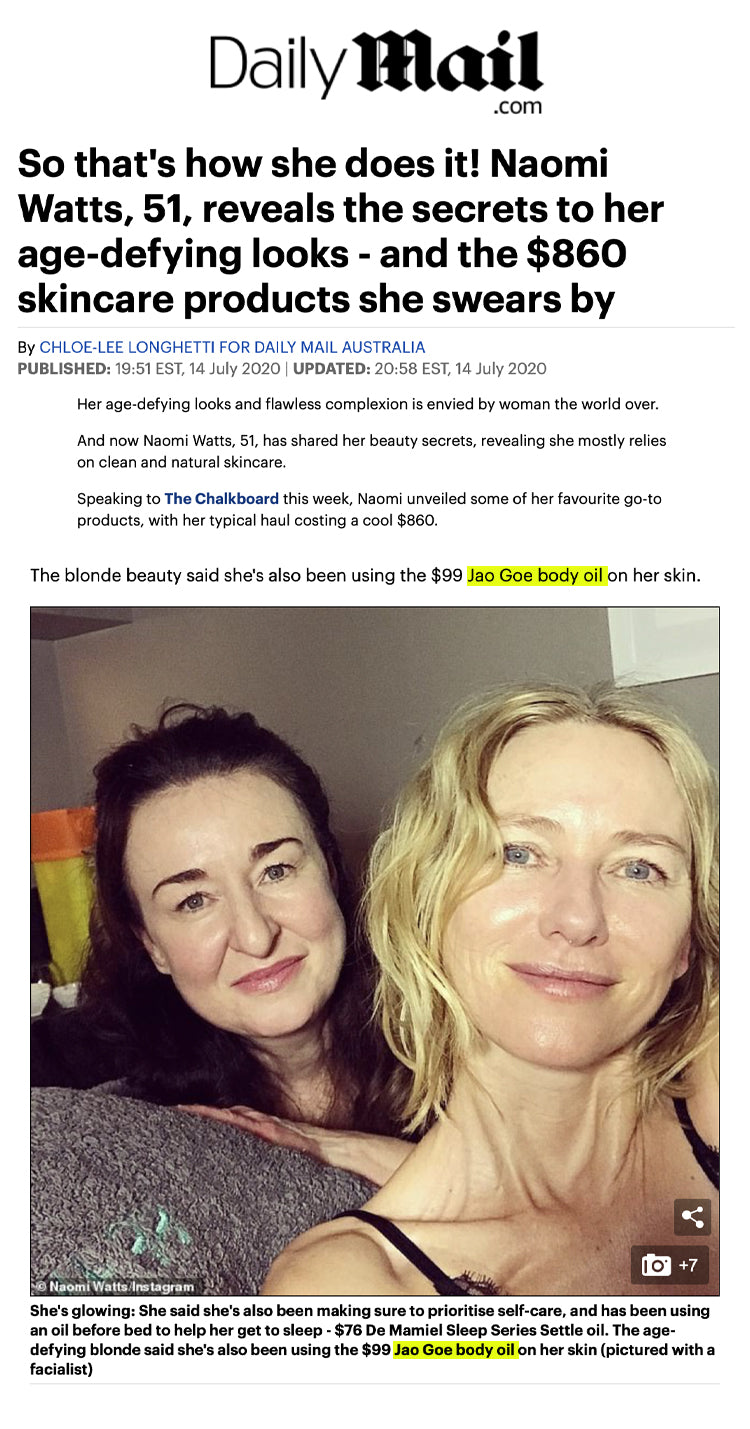Daily Mail: Naomi Watts Reveals The Secrets To Her Age-Defying Looks Goe Oil