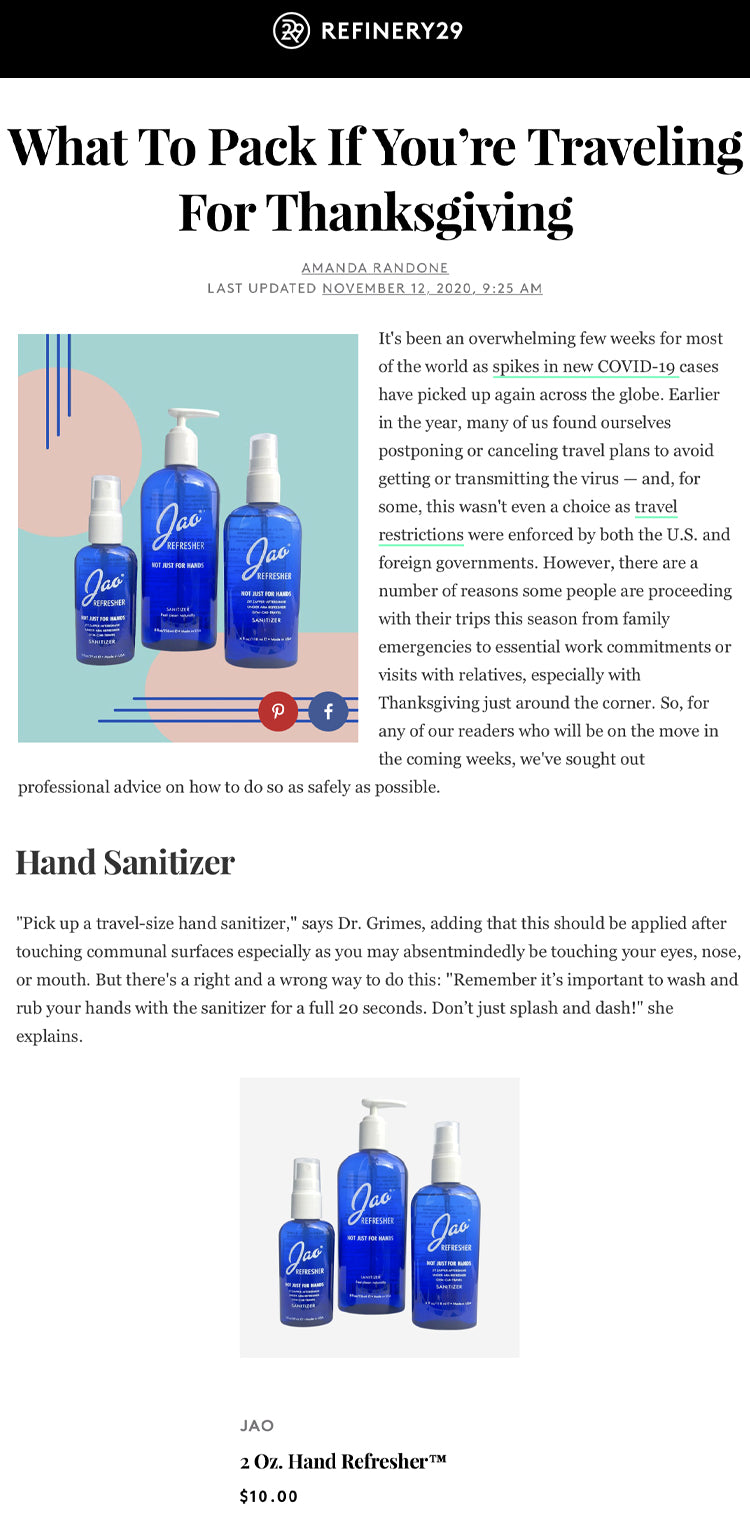 Refinery 29: What To Pack If You're Traveling Jao Refresher