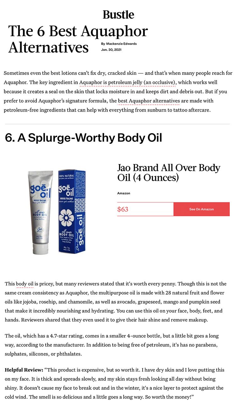 Bustle: Best Aquaphor Alternatives Goe Oil